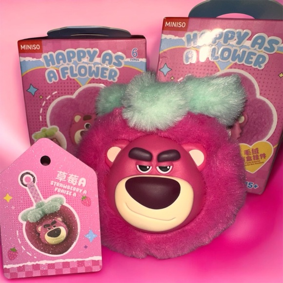 Happy as a Flower Toy Story Lotso Miniso Plush Pendant Blind Box- Strawberry - Picture 1 of 3
